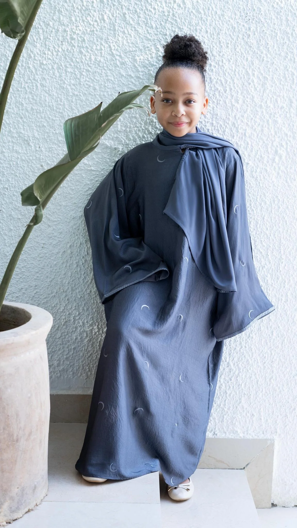 Grey Ahlam Prayer Abaya-Kids - Image 5