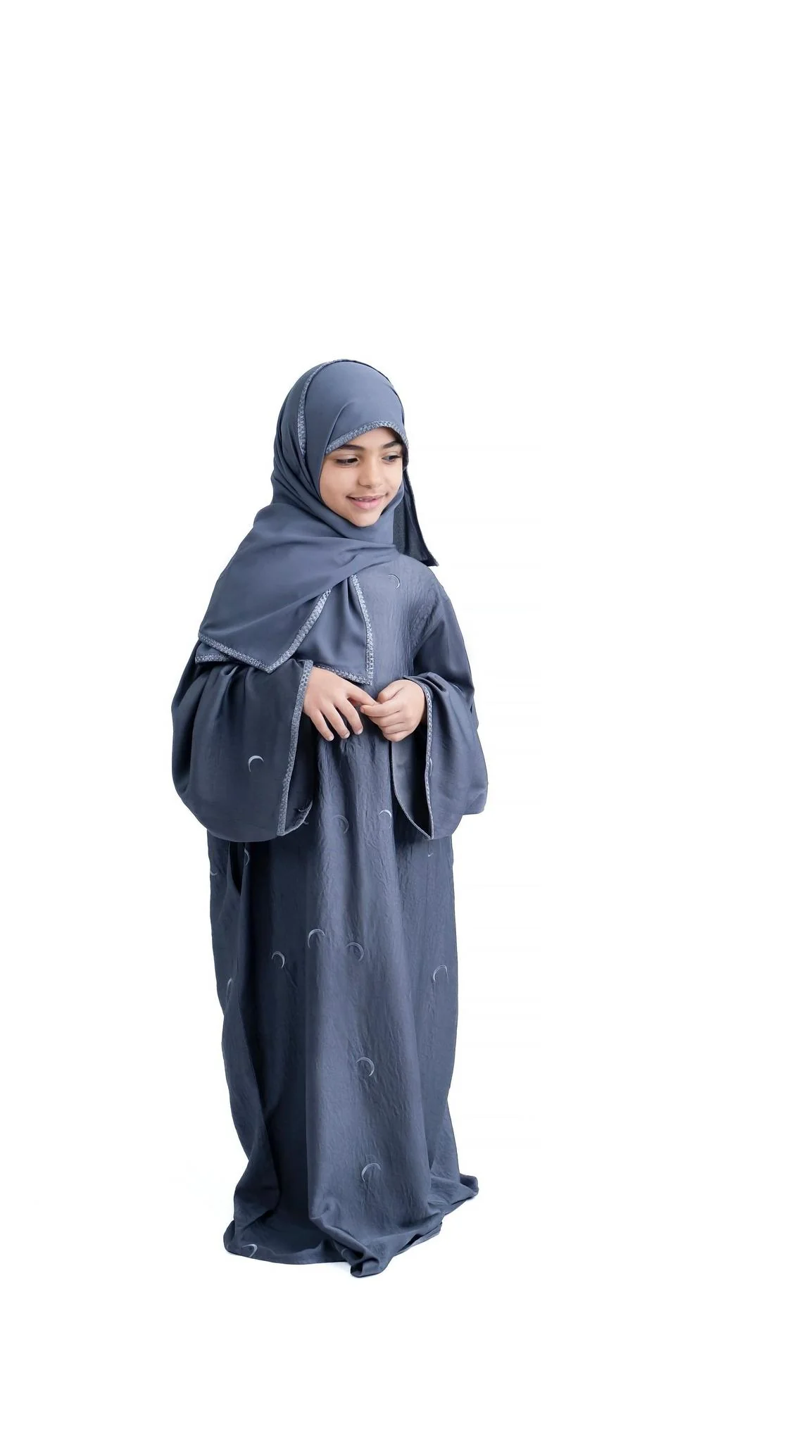 Grey Ahlam Prayer Abaya-Kids - Image 6