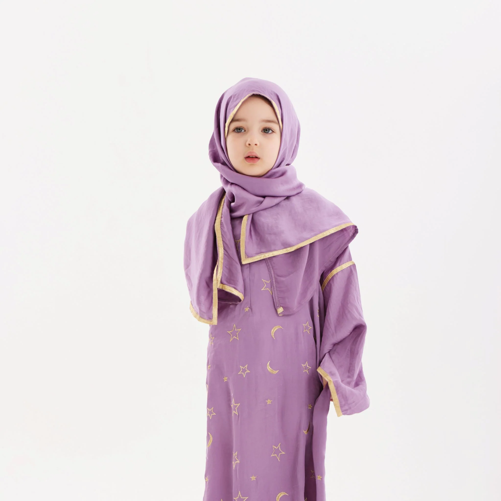 Lilac Ahlam Prayer Abaya-Kids - Image 3