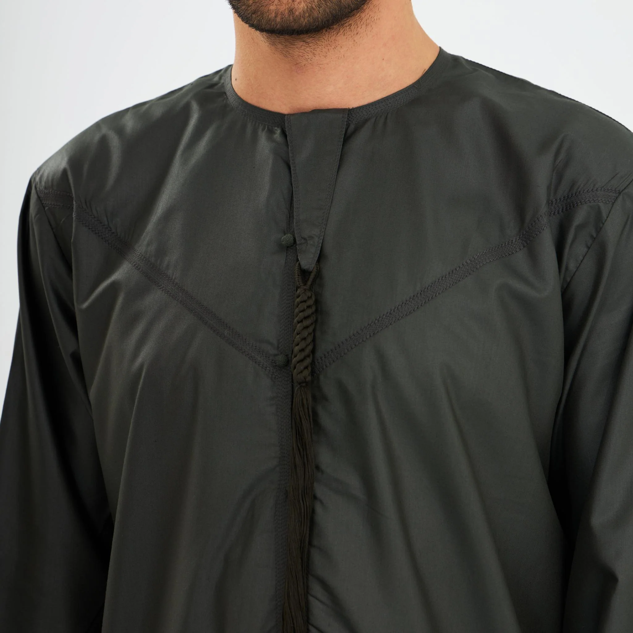Charcoal Green Emirati Kandora-Mens - Image 3