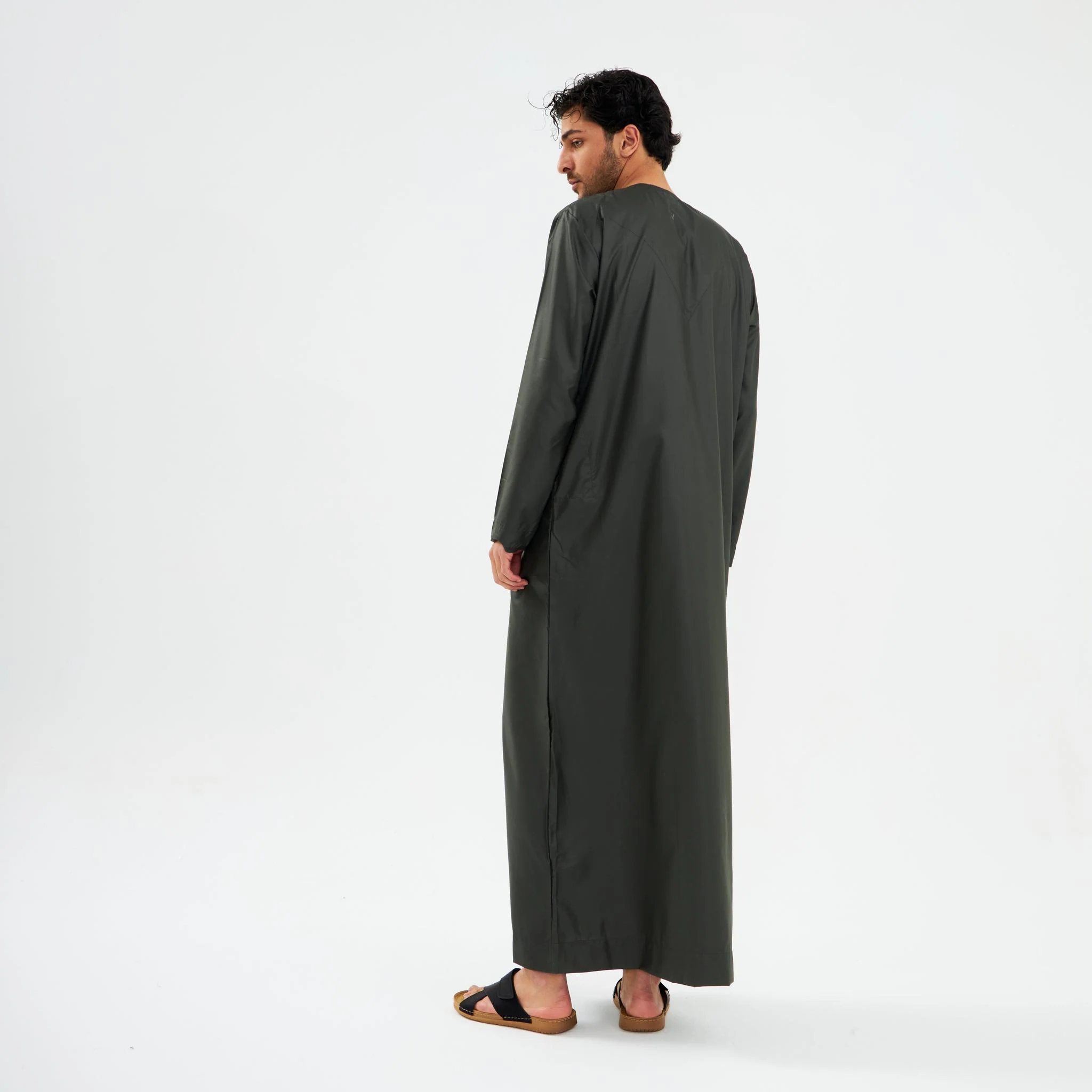 Charcoal Green Emirati Kandora-Mens - Image 4