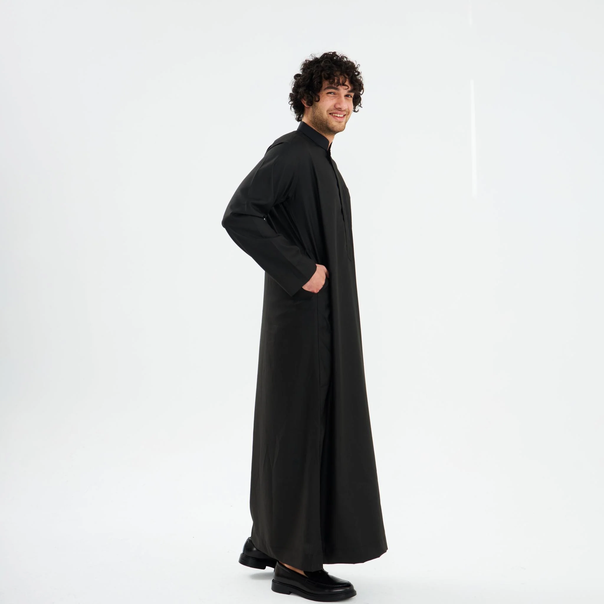 Black Kuwaiti Dishdasha-Mens - Image 3