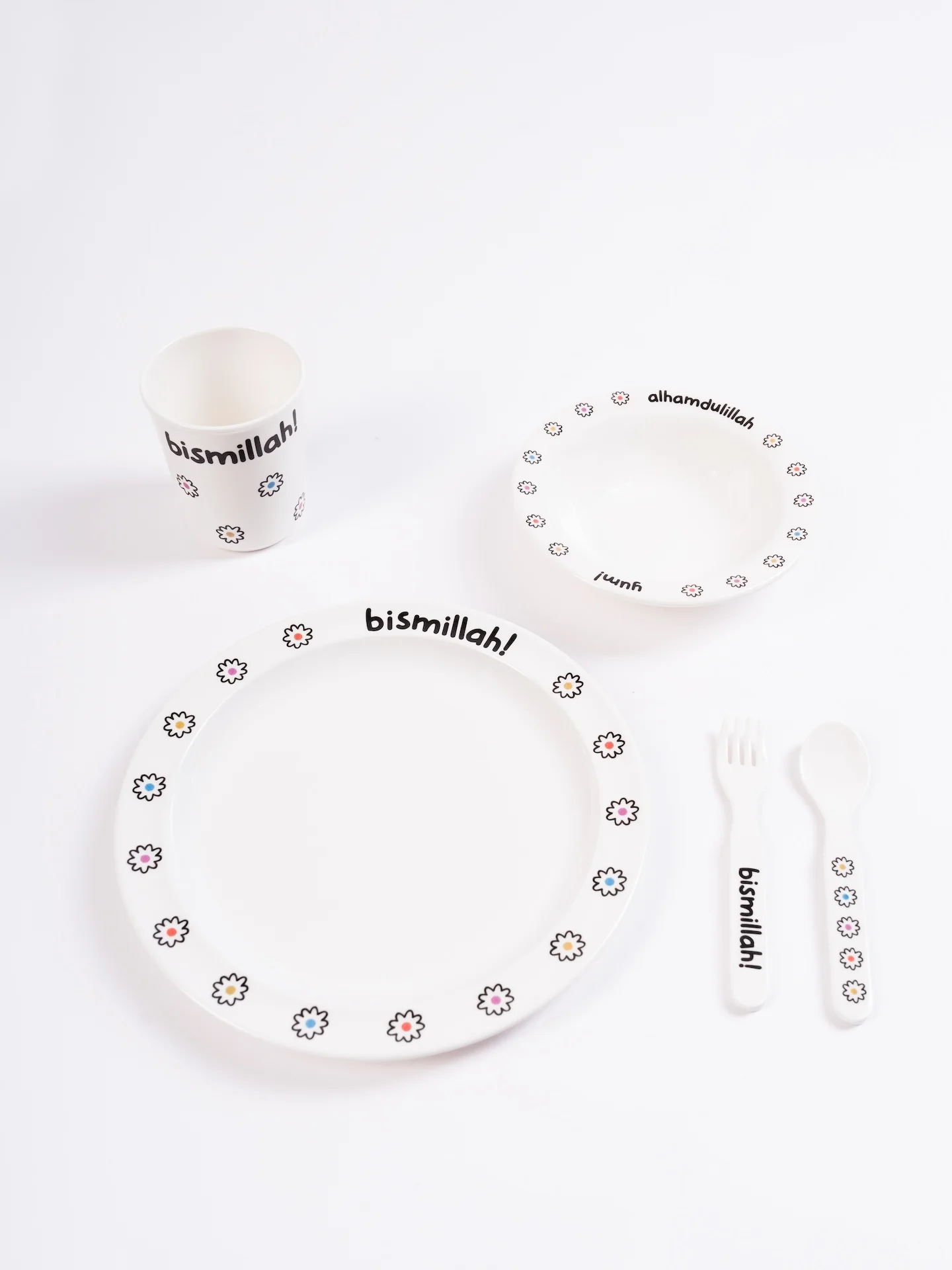 Bismillah Flower Plate Set