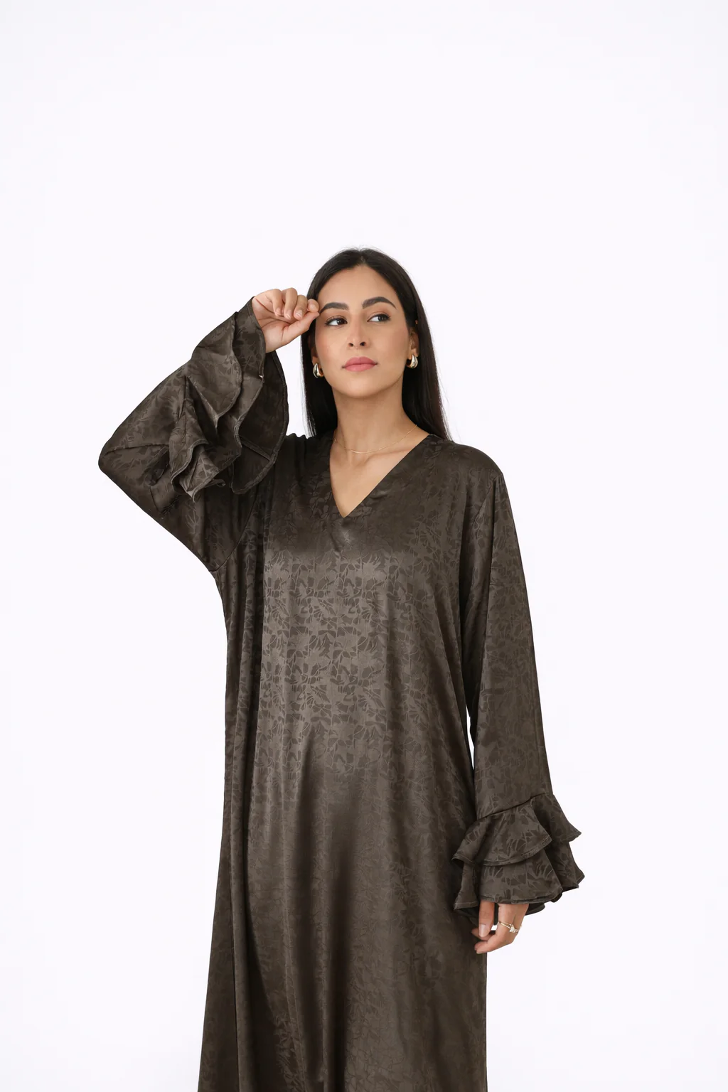 Jacquard Print Dress - Olive