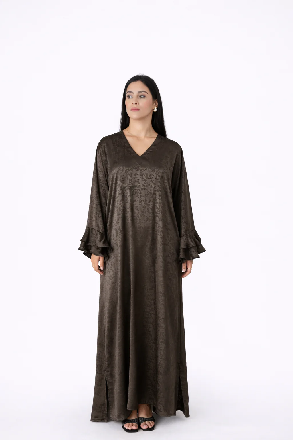 Jacquard Print Dress - Olive - Image 2