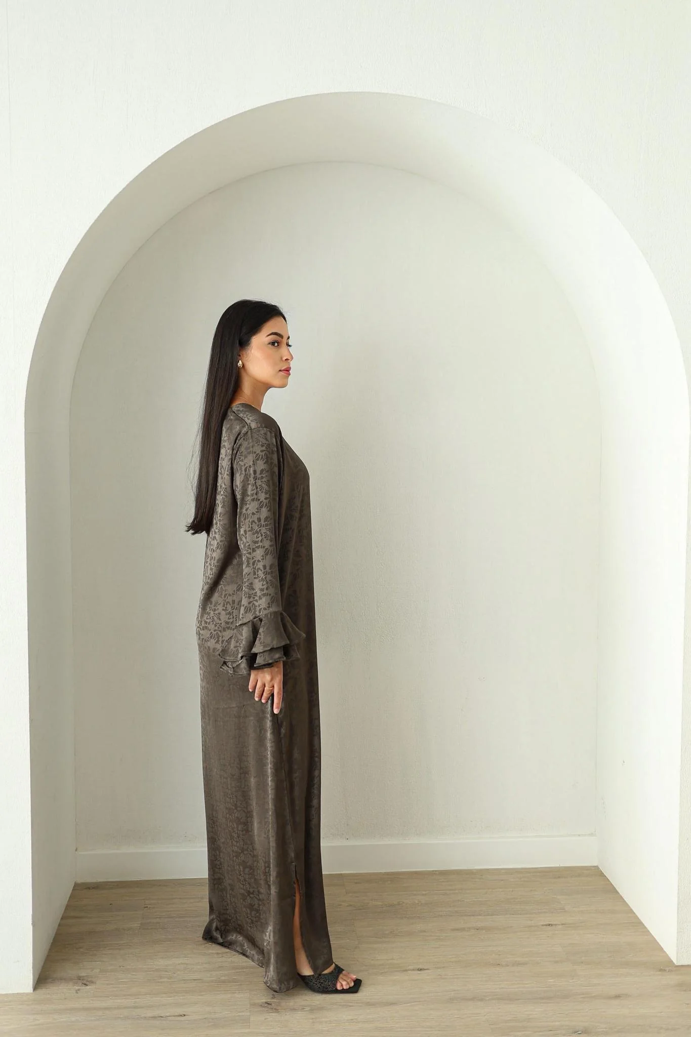 Jacquard Print Dress - Olive - Image 4