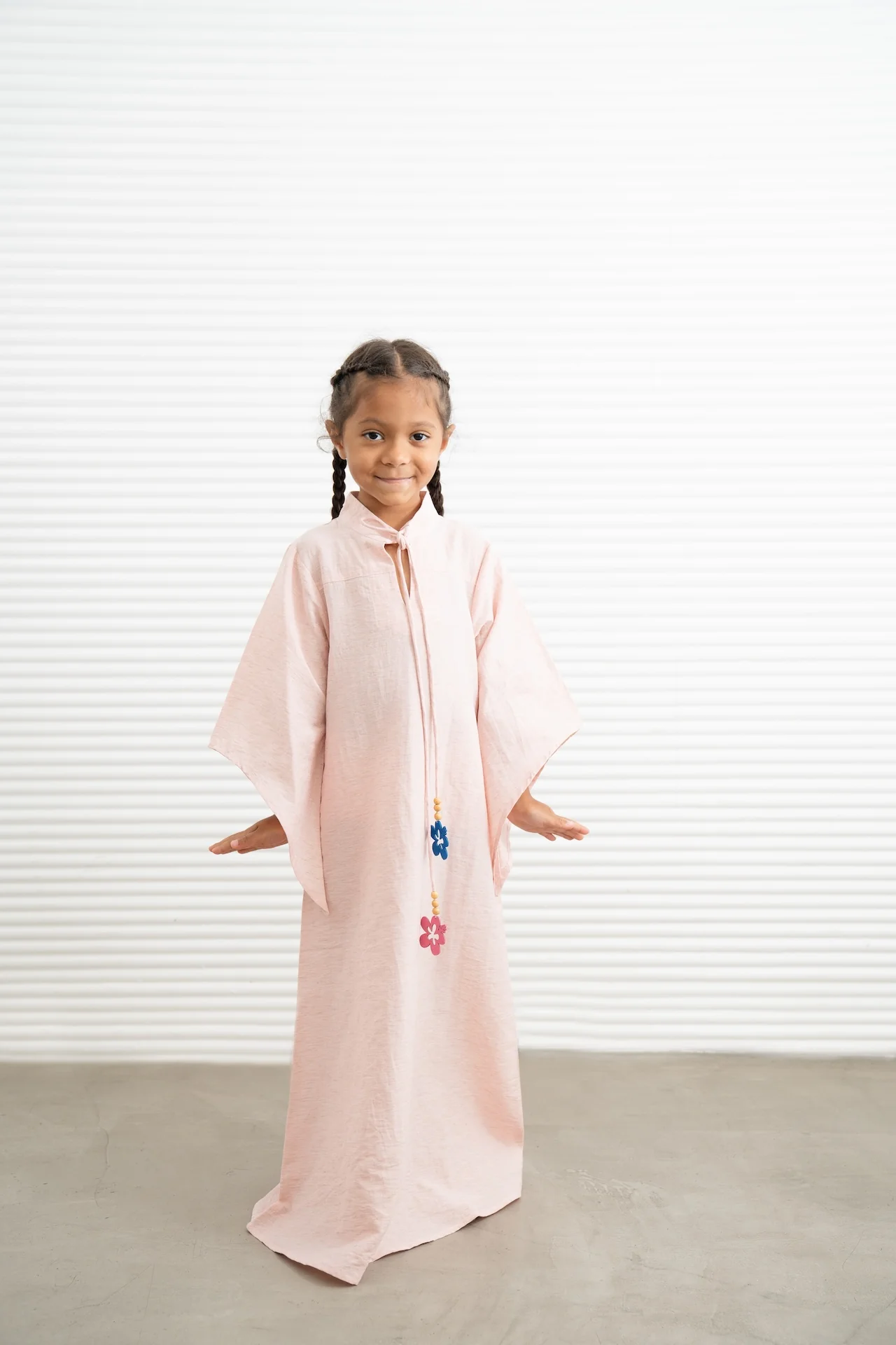 Kids Wide Sleeve Kaftan Dress - Rose - Image 2