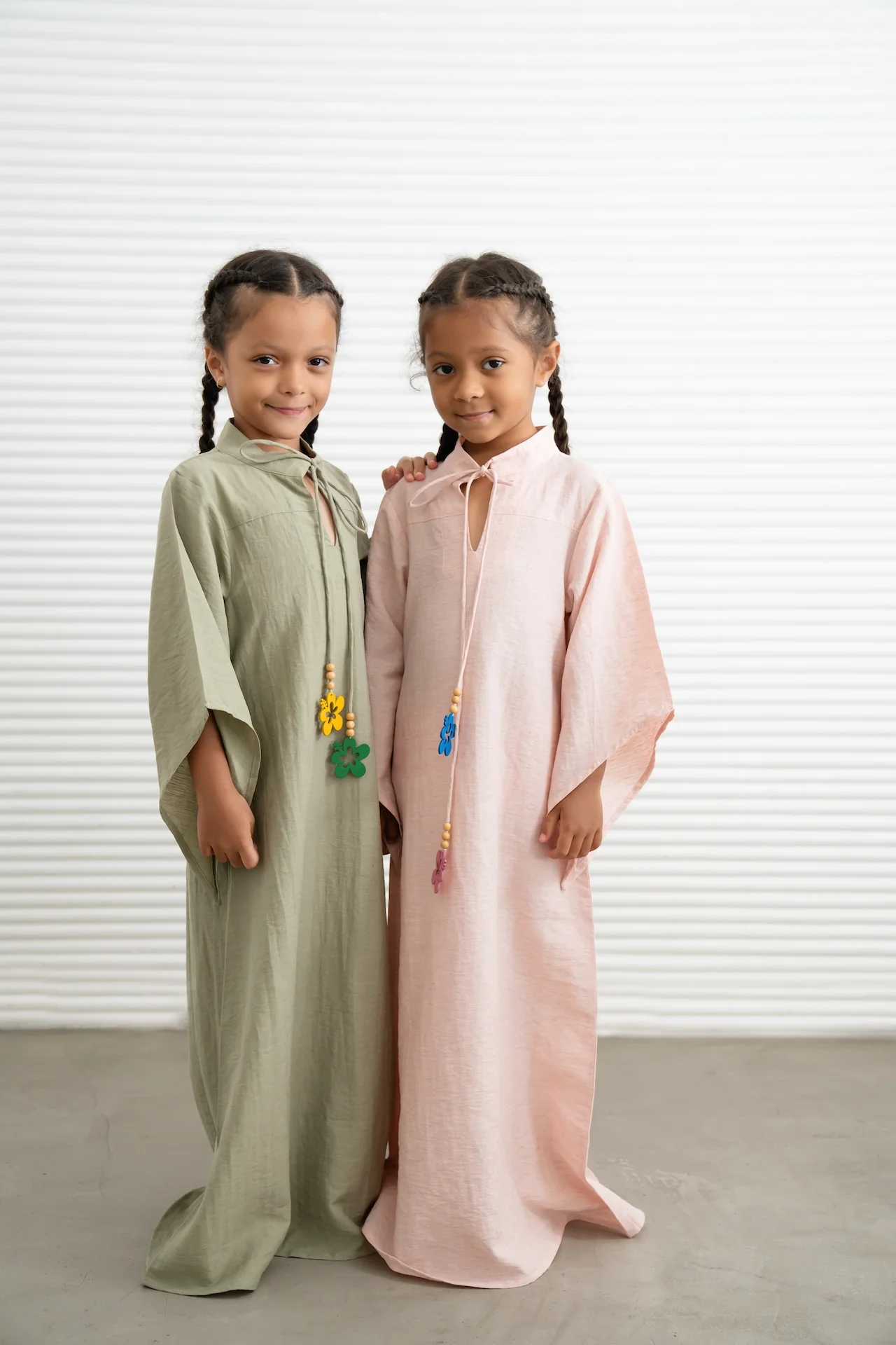 Kids Wide Sleeve Kaftan Dress - Rose - Image 3