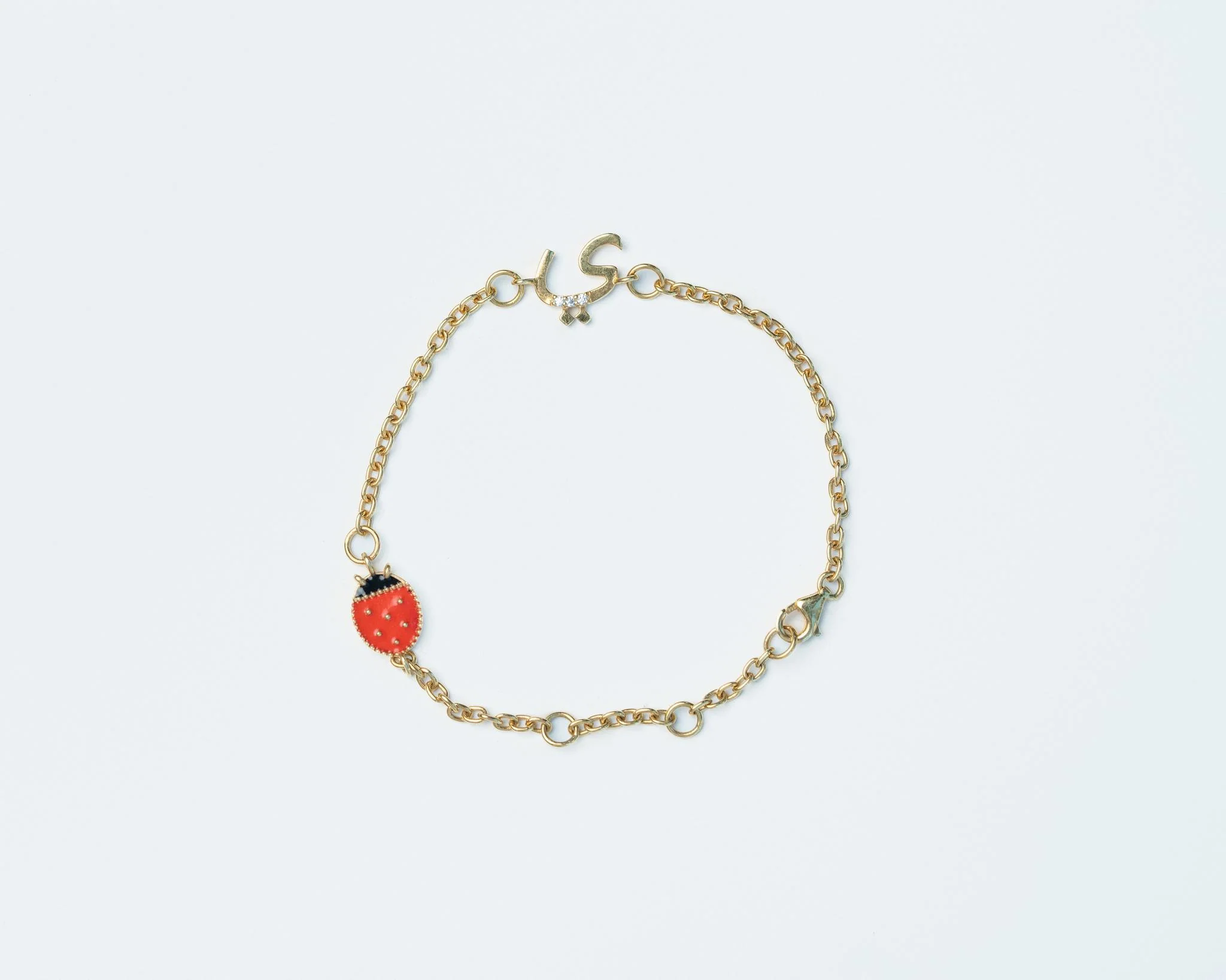 Ladybug Arabic Initial Bracelet Gold - Women - Image 3