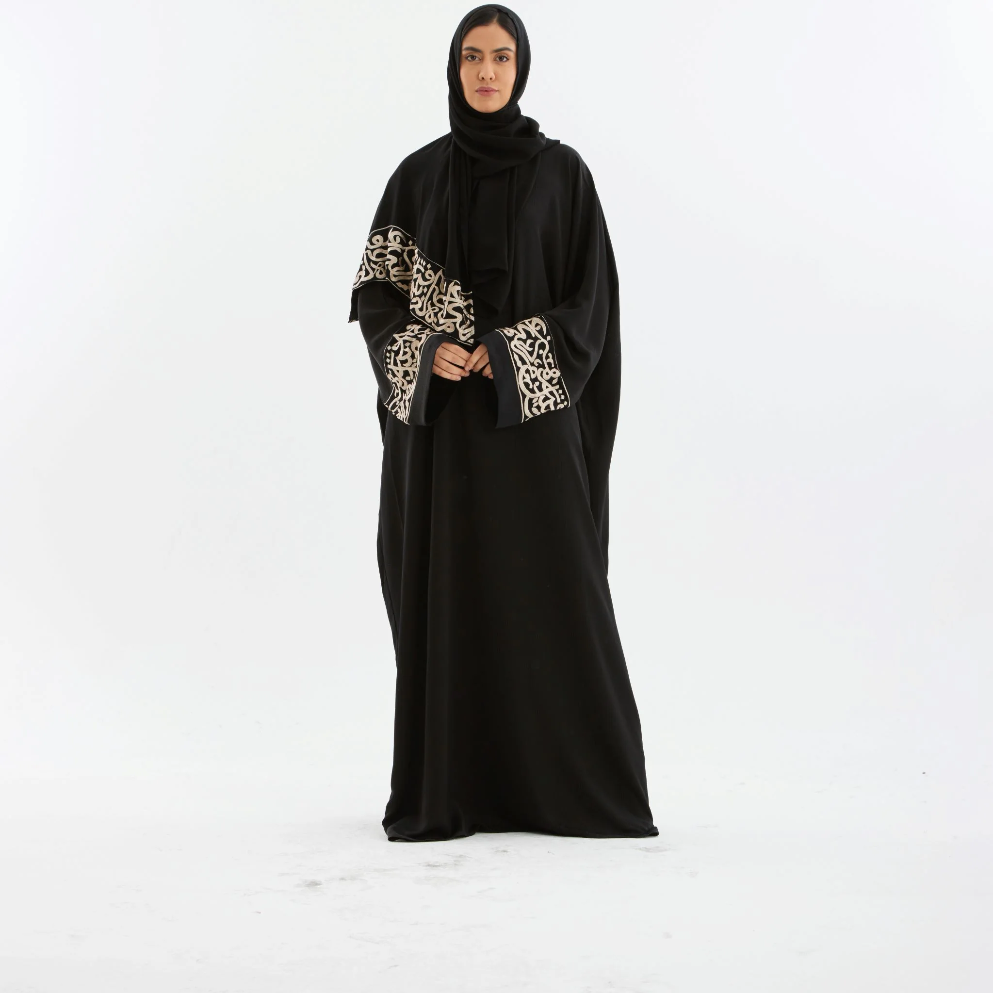 Black Layali Gold Prayer Abaya-Women - Image 5