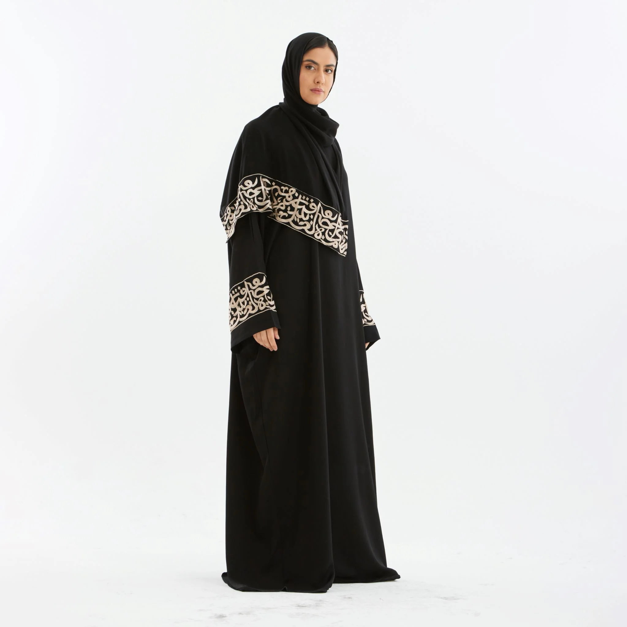 Black Layali Gold Prayer Abaya-Women - Image 6