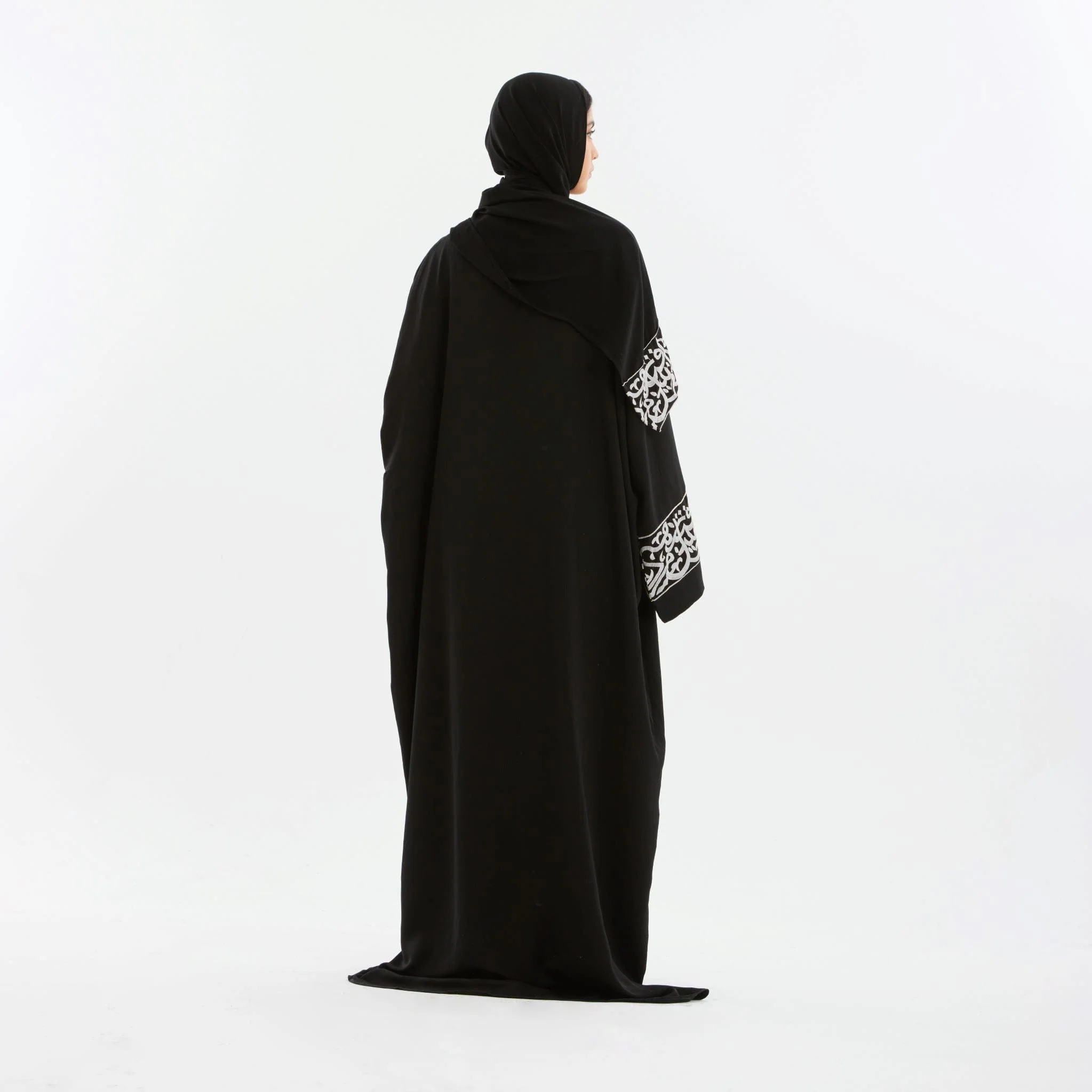 Black Layali Silver Prayer Abaya - Women - Image 3