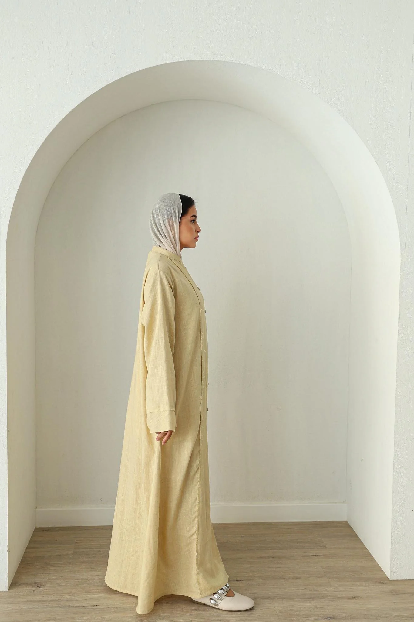 Linen Button Down Dress- Butter Yellow - Image 2