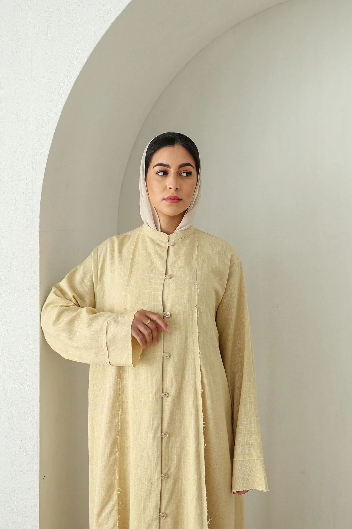 Linen Button Down Dress- Butter Yellow - Image 3