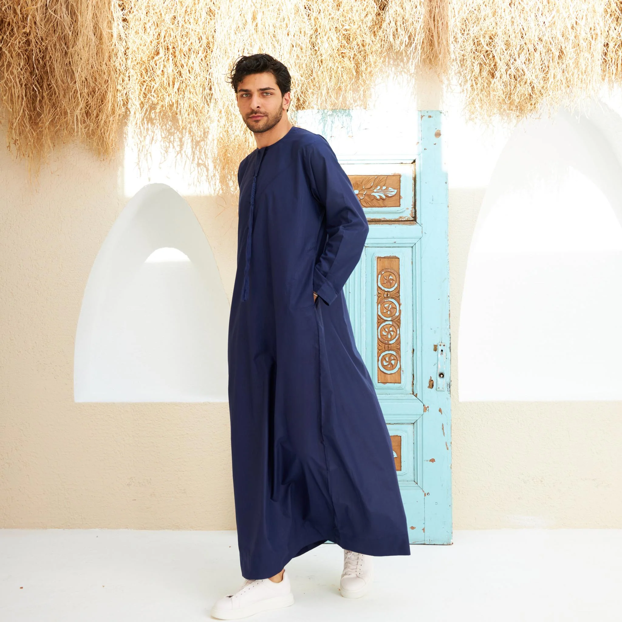 Navy Blue Emirati Kandora-Kids - Image 4