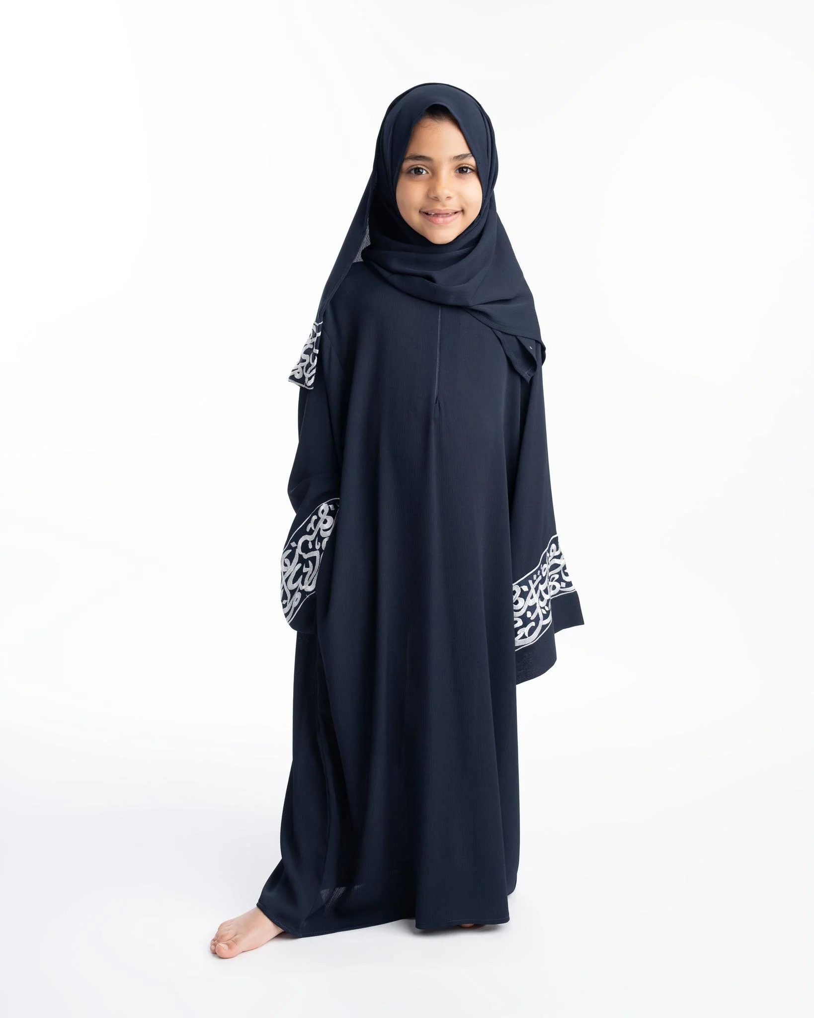 Navy Layali Prayer Abaya-Kids - Image 3