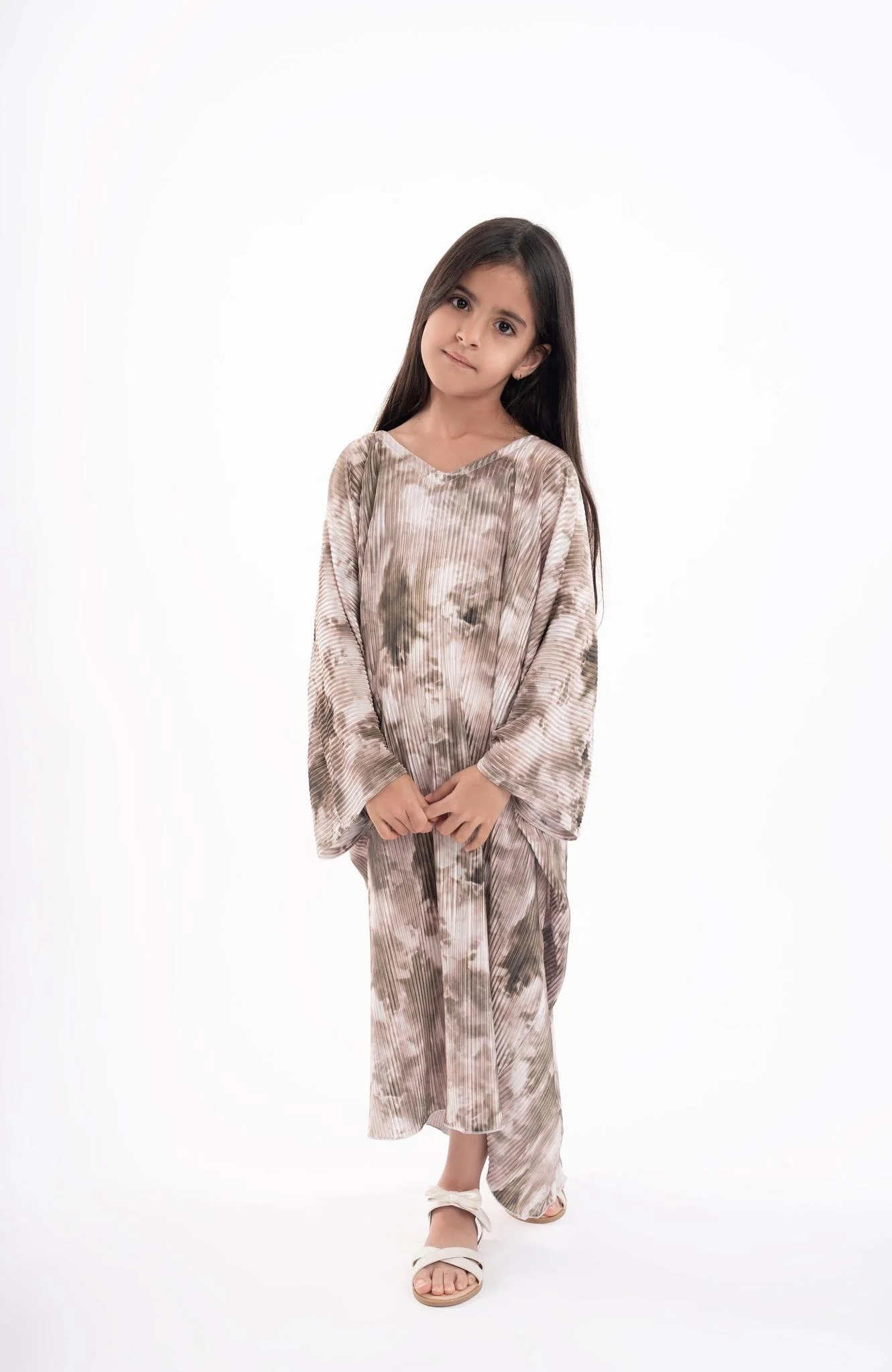 Ruba Khaki Printed Kaftan Kids - Image 3
