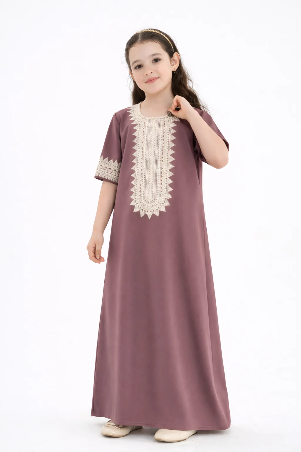Sereen Dusky Taupe Jalabeya-Kids