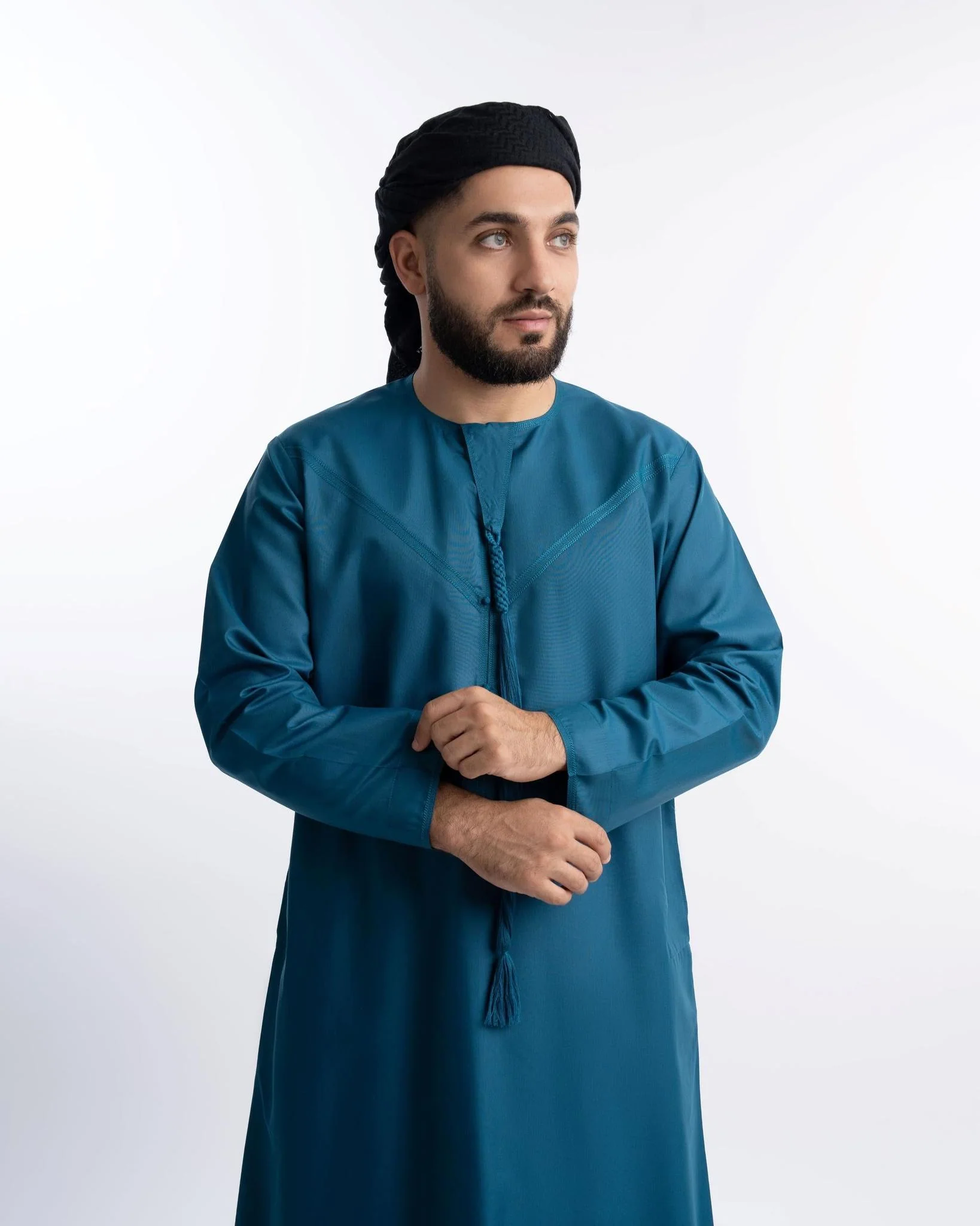 Teal Blue Emirati Kandora - Men - Image 3
