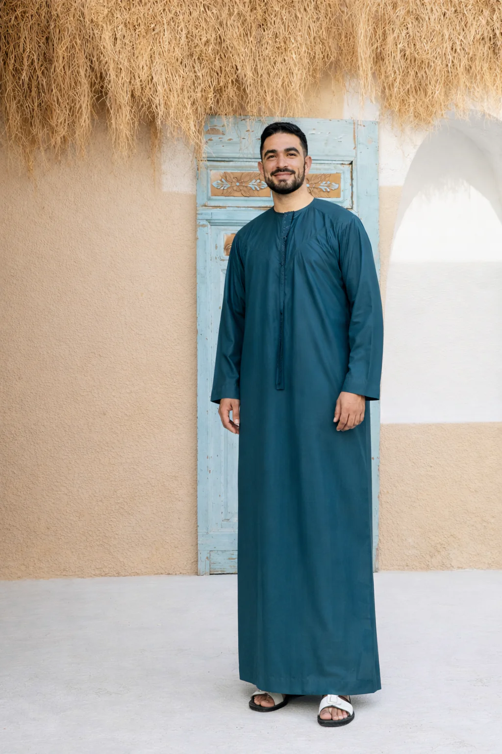 Teal Blue Emirati Kandora - Men - Image 4