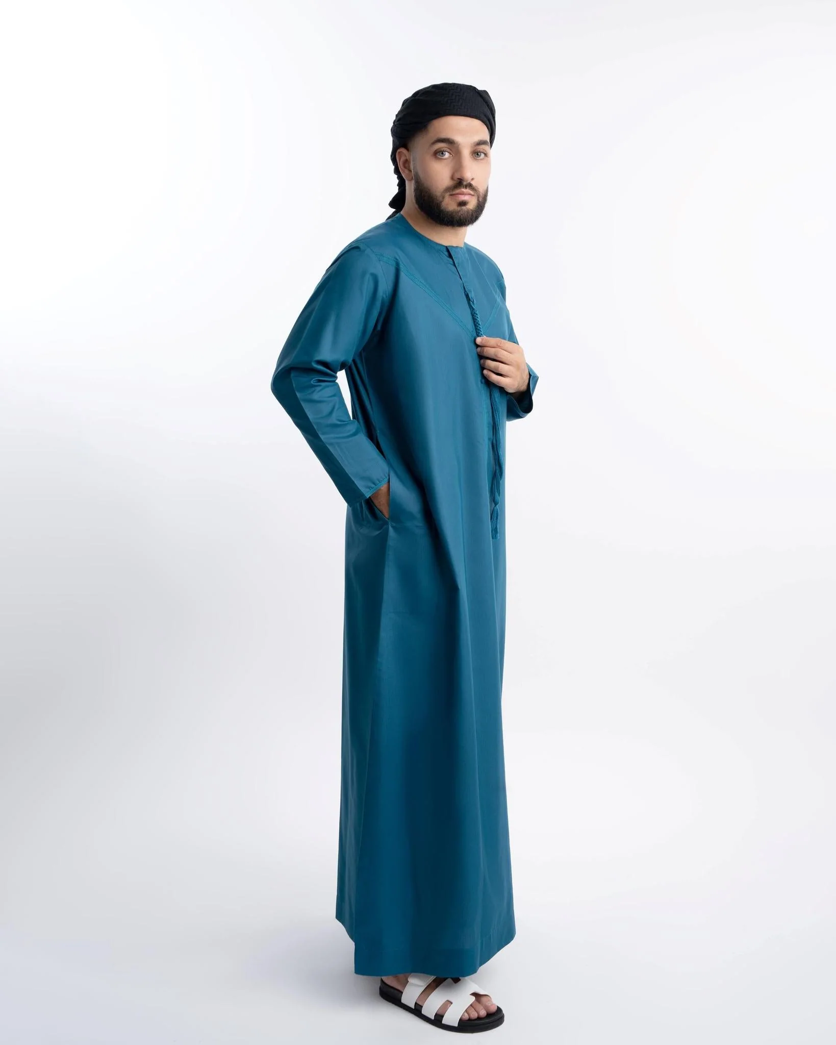 Teal Blue Emirati Kandora - Men - Image 6