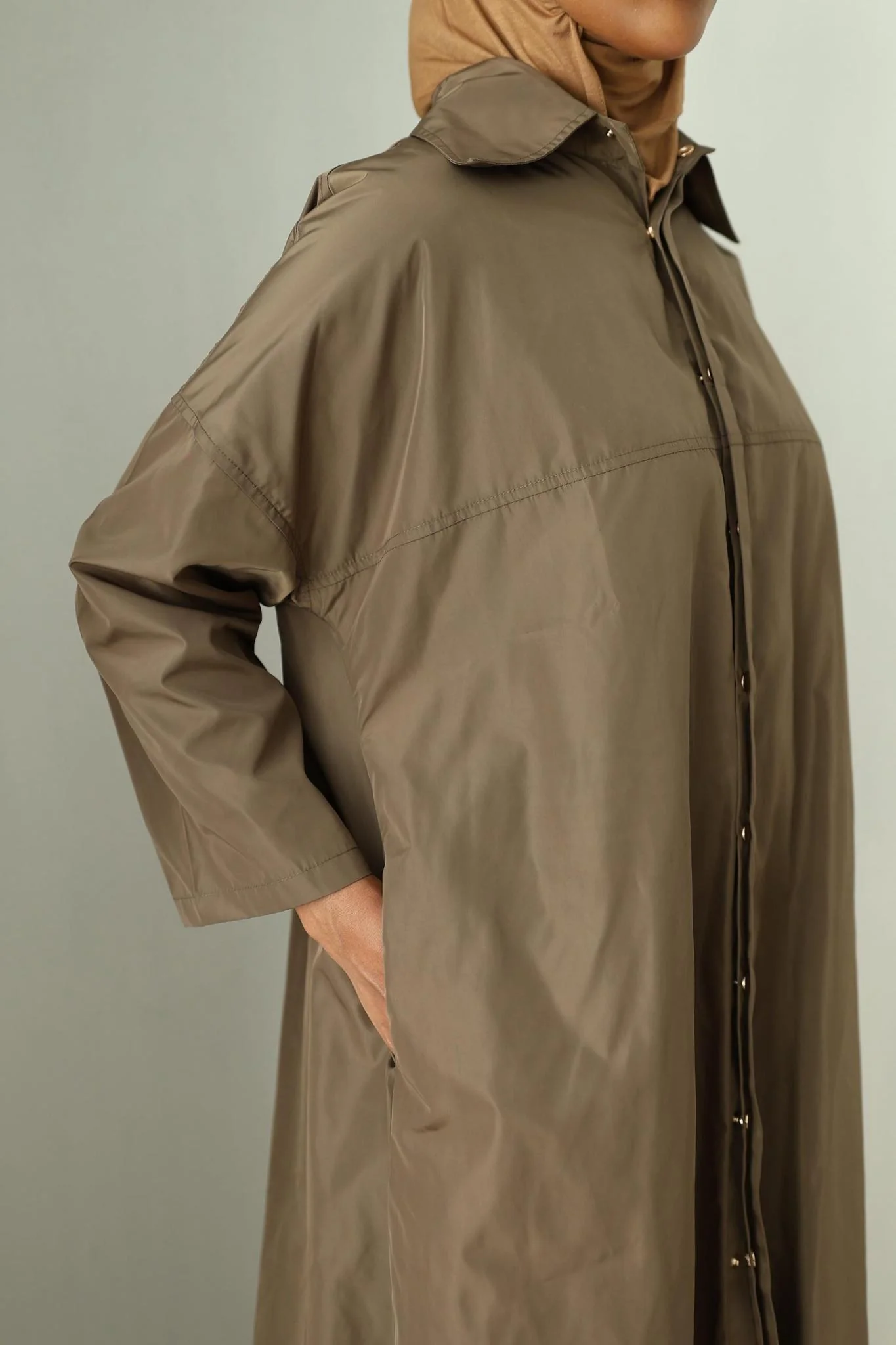 Waterproof Abaya Coat - Brown - Image 3