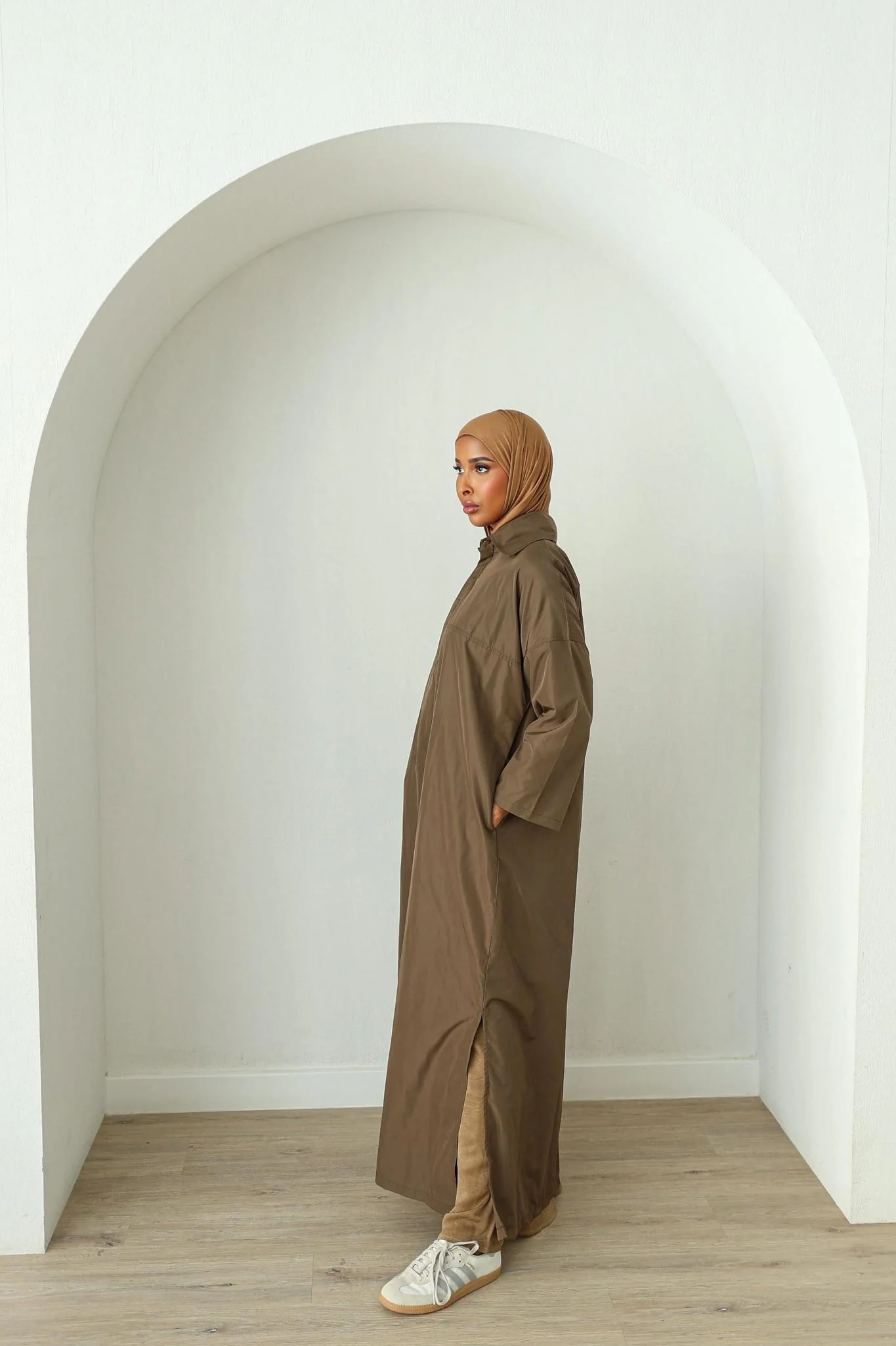Waterproof Abaya Coat - Brown - Image 4