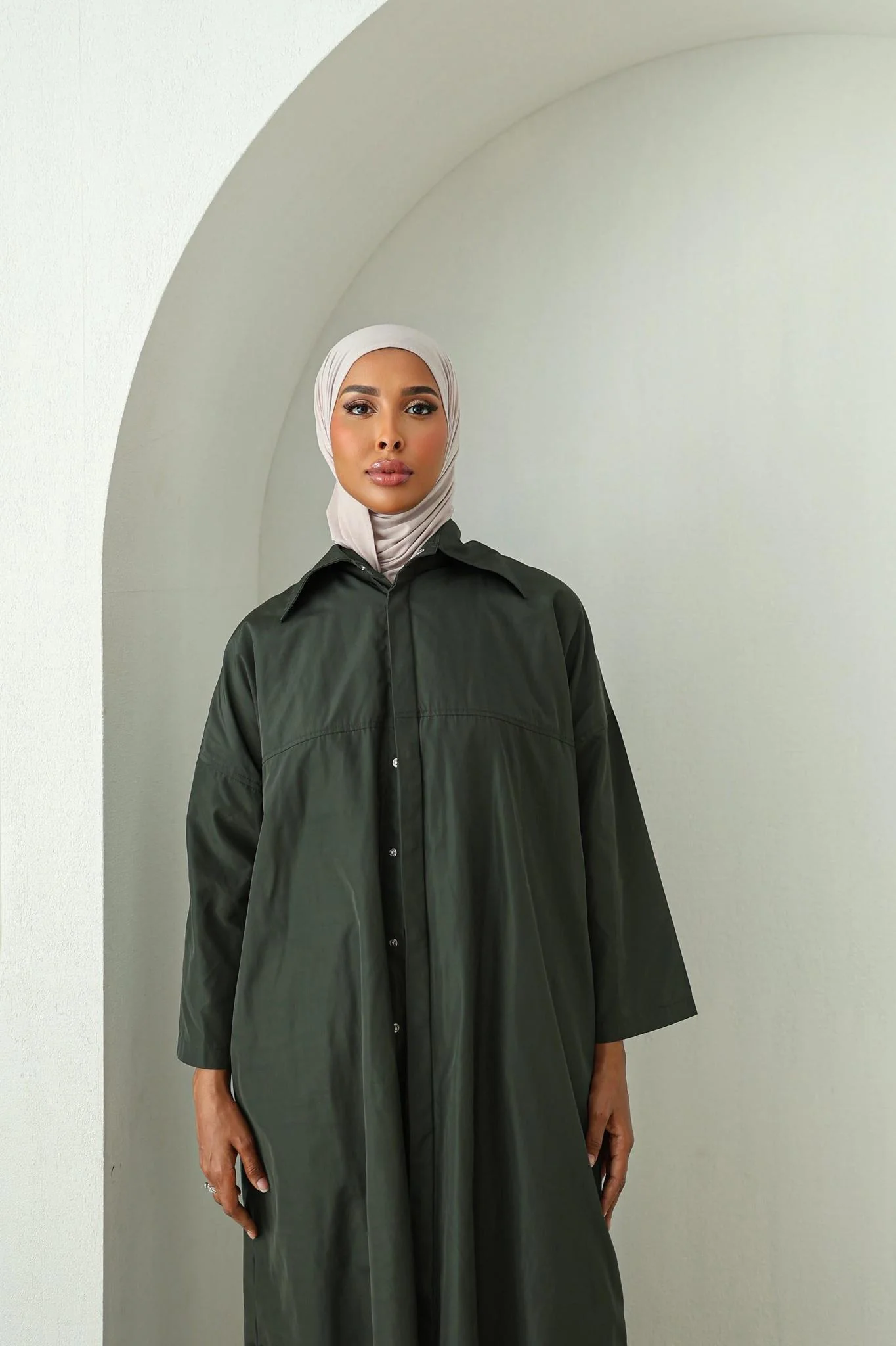 Waterproof Abaya Coat - Khaki - Image 3
