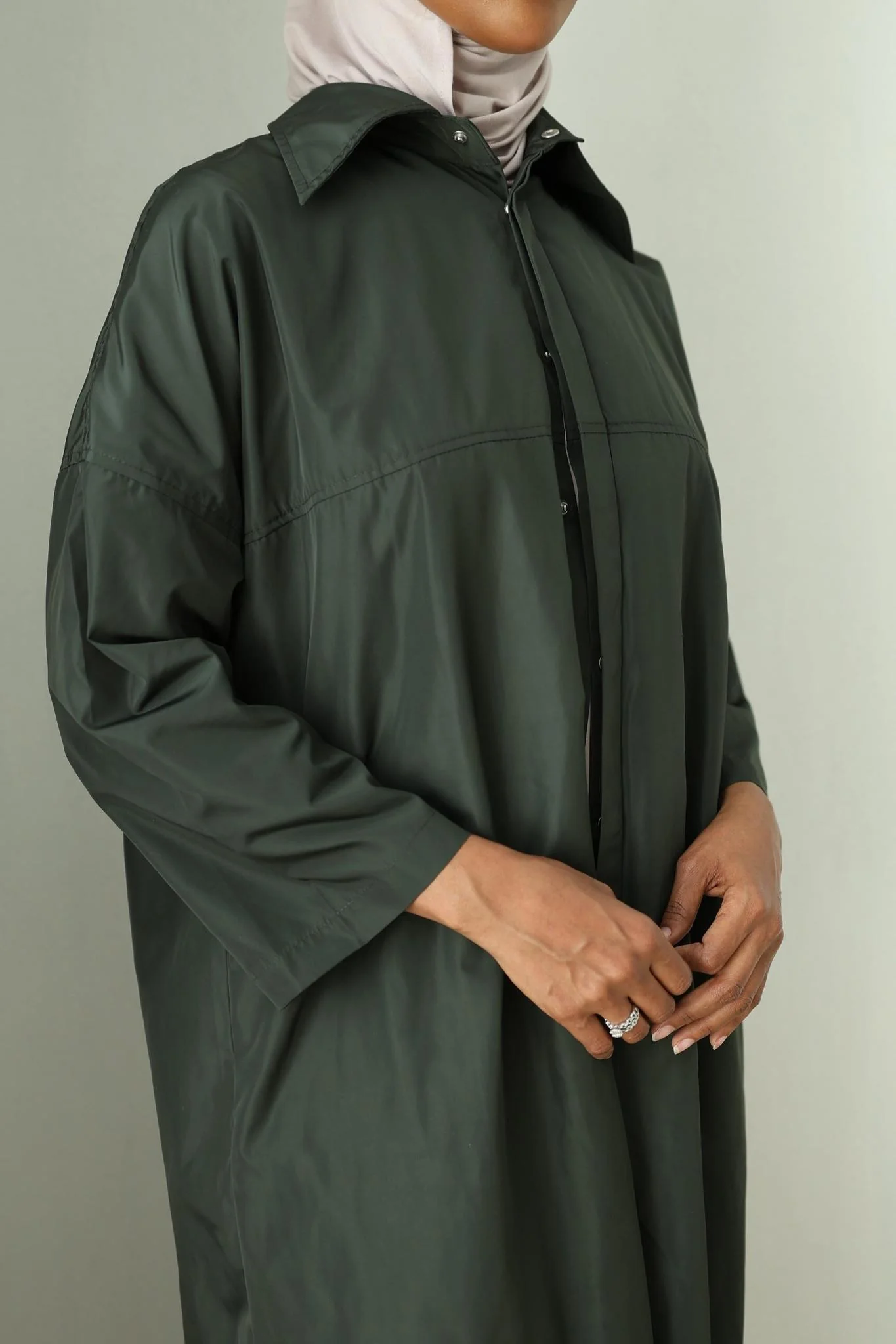 Waterproof Abaya Coat - Khaki - Image 4