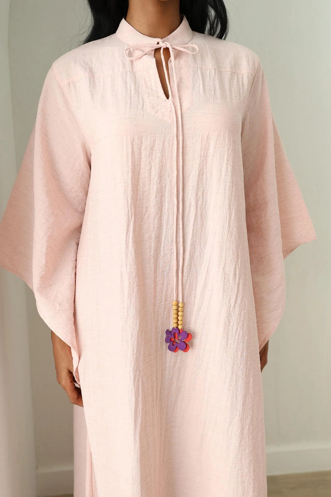 Wide Sleeve Kaftan Dress - Rose - Image 3